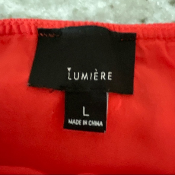 Lumiere Red/Orange Off The Shoulder Ruffle Gypsy Top Size Large (N1) - Picture 6 of 7